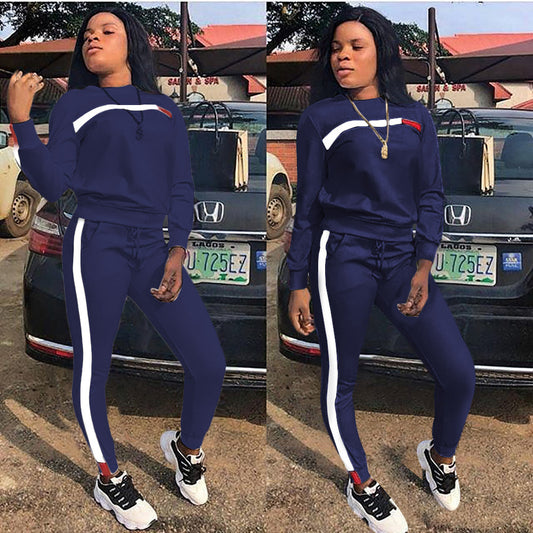 Dames Ensemble de sport élégant avec bandes contrastantes et taille élastique Chic und Stil