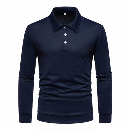 Chemise polo à manches longues pour hommes en tissu respirant avec des détails de boutons modernes Chic und Stil