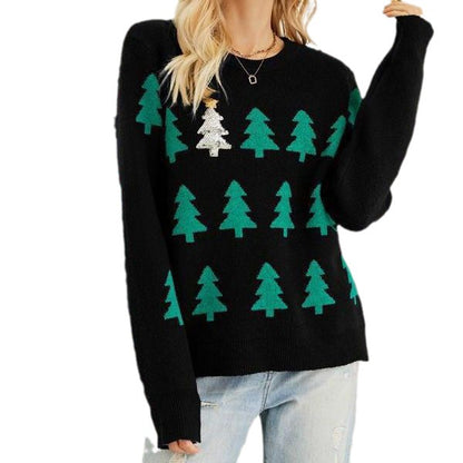 Pull en tricot festif pour femmes avec motif d'arbre de Noël Chic und Stil