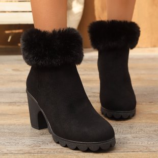Dames élégantes bottines avec col en peluche Chic und Stil