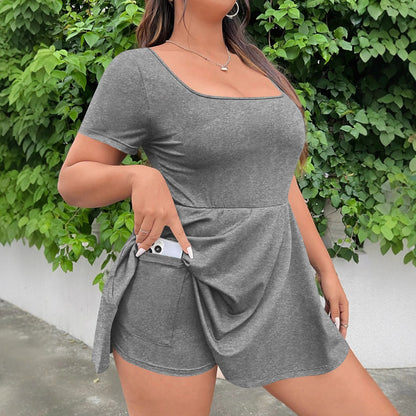 Robe swing en A pour femmes avec décolleté carré Chic und Stil