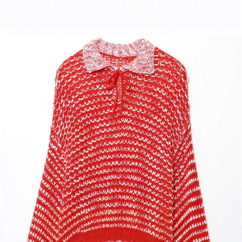 Pull côtelé décontracté pour femmes avec col tendance et détail à volants Chic und Stil