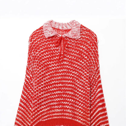Pull côtelé décontracté pour femmes avec col tendance et détail à volants Chic und Stil