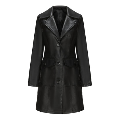 Blazer en faux cuir tendance pour femmes avec poches pratiques Chic und Stil