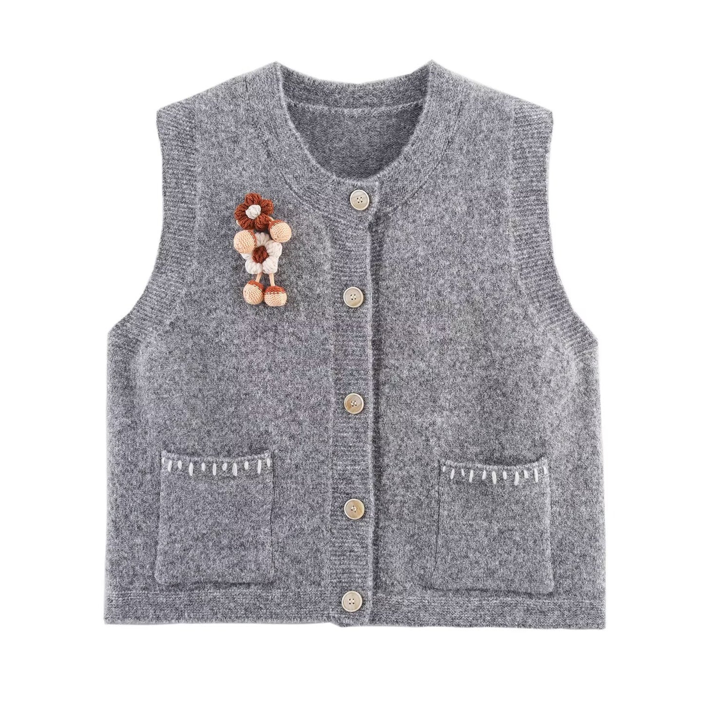 Dames gilet en tricot avec détails de boutons décoratifs Chic und Stil