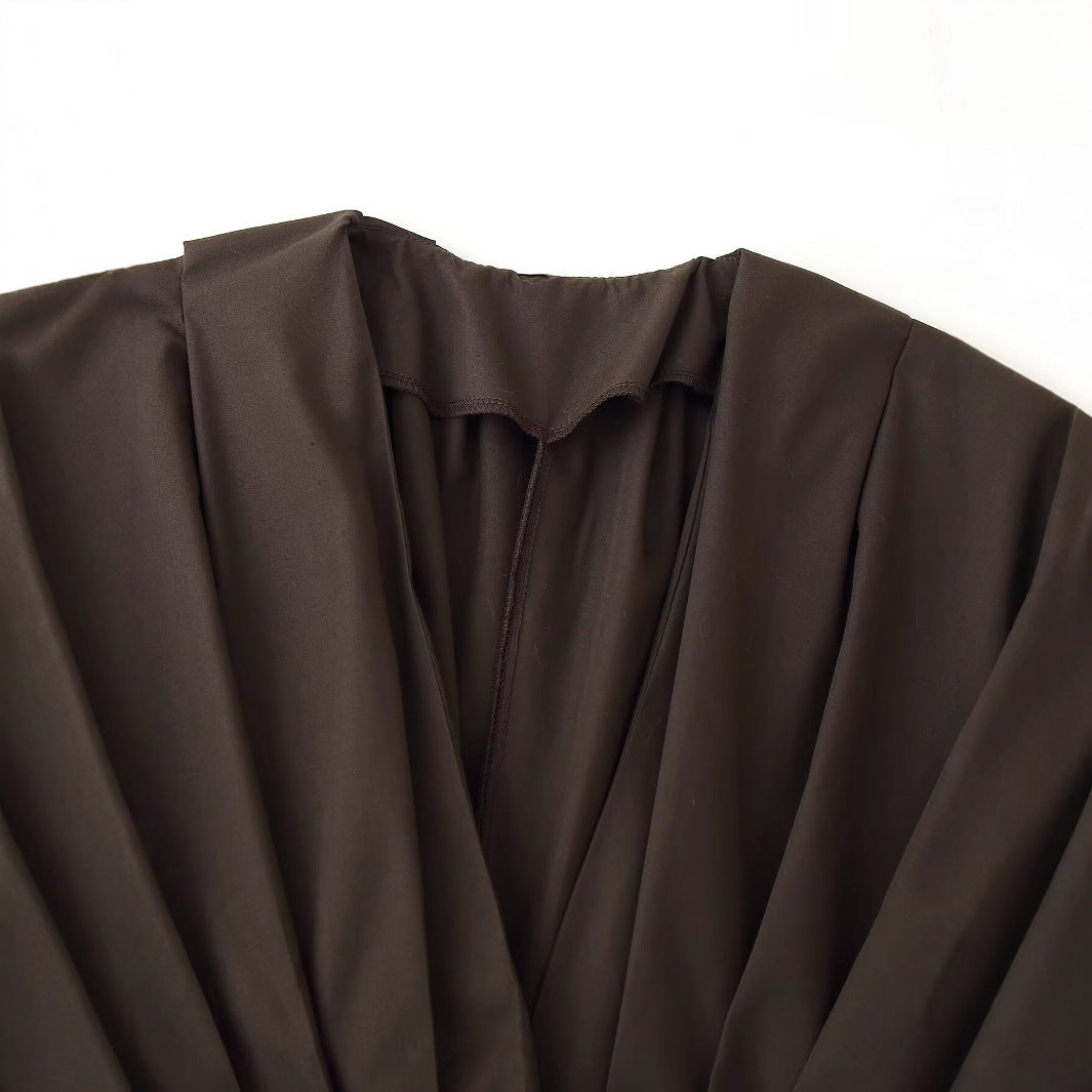 Robe midi pour femmes avec ceinture à nouer ajustable et élégant décolleté en V Chic und Stil