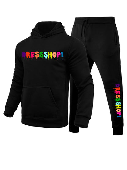 Men's Hoodie and Jogging Pants Set with Modern Chic Gradient Print