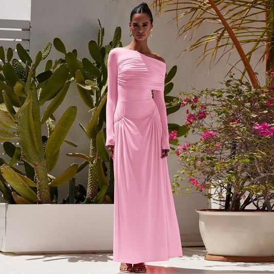 Robe maxi élégante pour femmes avec design asymétrique et fronces Chic und Stil