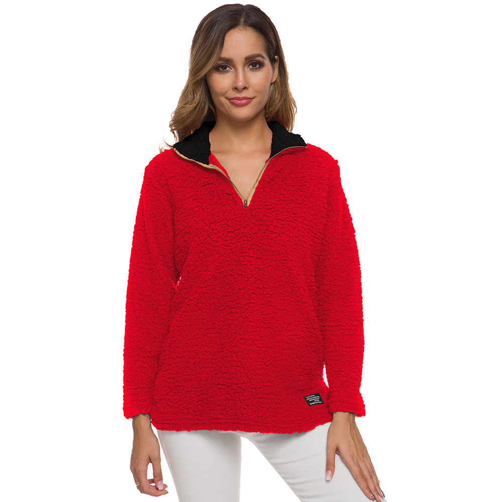 Pull polaire confortable pour dames avec col montant et fermeture éclair Chic und Stil