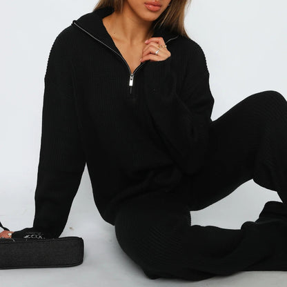 Dames ensemble confortable de pull en tricot et pantalon Chic und Stil