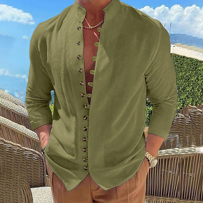 Chemise pour hommes avec col chinois et boutonnière décorative Chic und Stil