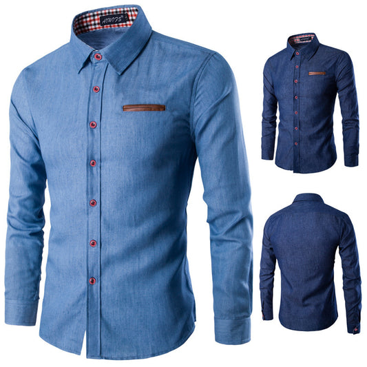 Chemise en denim moderne pour hommes avec col élégant et poche poitrine pratique Chic und Stil