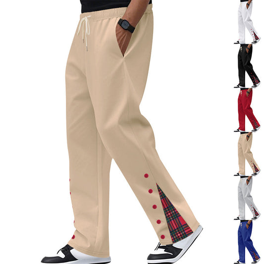 Pantalons de loisirs confortables pour hommes avec détails en carreaux sur les côtés Chic und Stil