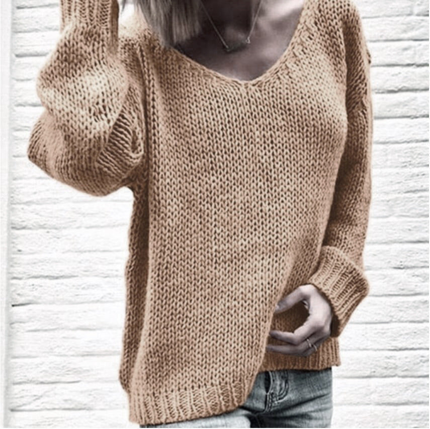 Pull V en gros pour femmes avec coupe décontractée et tissu texturé Chic und Stil