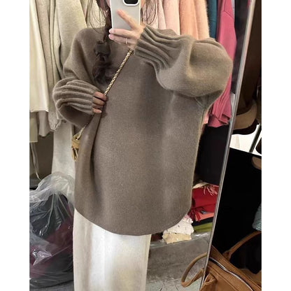 Pull décontracté pour femmes avec design de manches texturées enroulées Chic und Stil