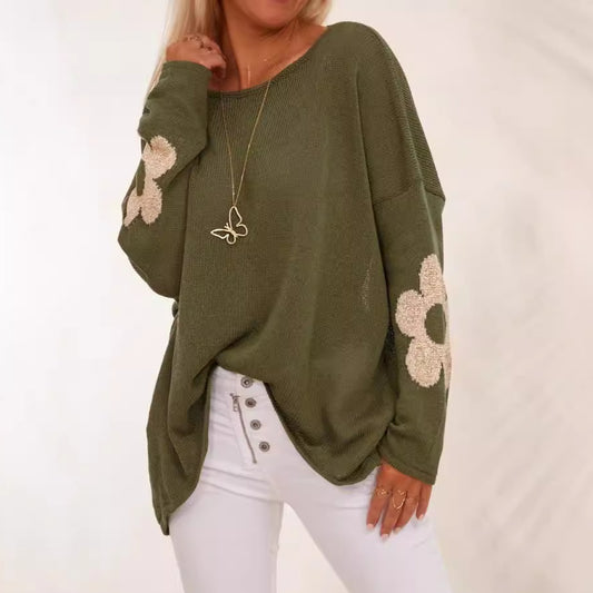 Pull-over pour femmes en tricot épais avec un design floral et une coupe ample Chic und Stil