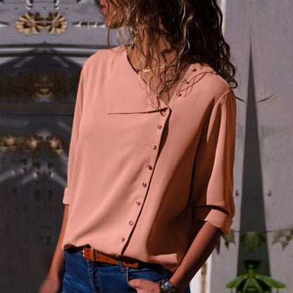 Dames Boutonné Détente Fit Blouse Chic und Stil