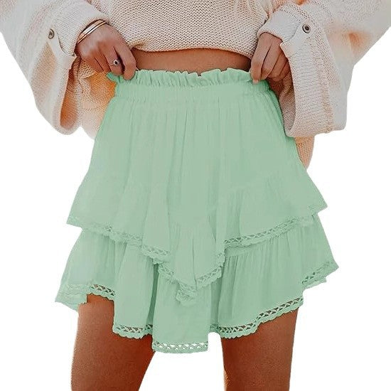 Jupe d'été pour femmes avec des détails voluminueux en dentelle et une taille élastique Chic und Stil