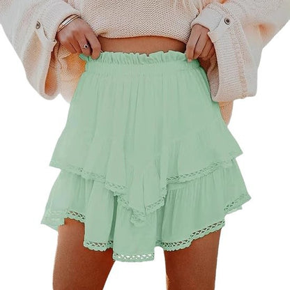 Jupe d'été pour femmes avec des détails voluminueux en dentelle et une taille élastique Chic und Stil