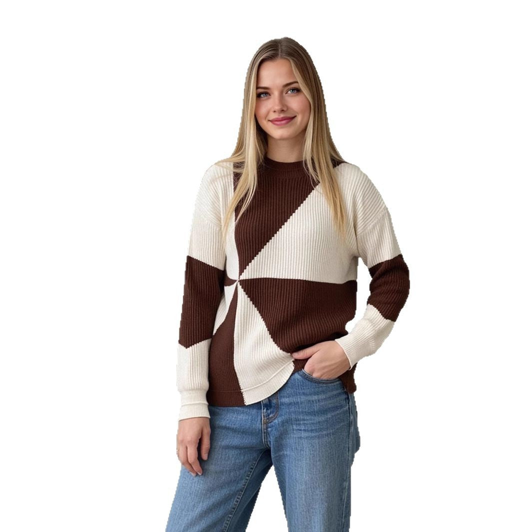 Pull en tricot pour dames avec design géométrique et coupe décontractée Chic und Stil