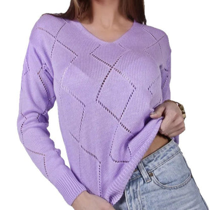 Pull en tricot pour femmes avec motif losange moderne Chic und Stil