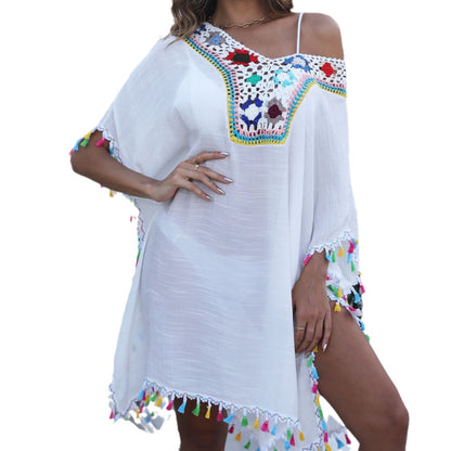Dames franges bordure crochet plage surplis Chic und Stil