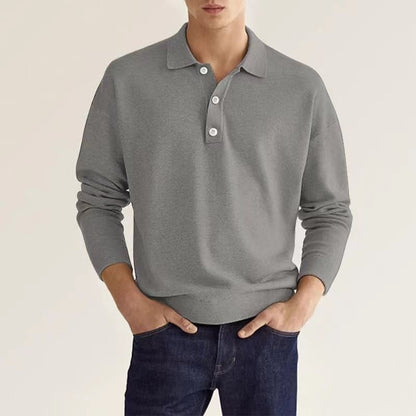 Chemise polo à manches longues pour hommes en tissu respirant avec des détails de boutons modernes Chic und Stil
