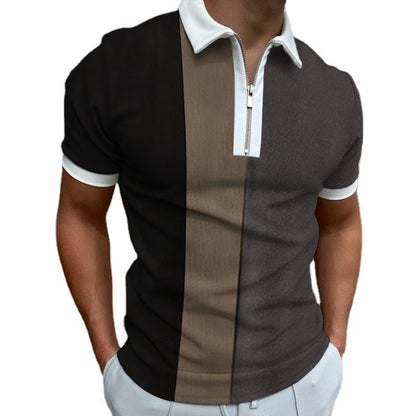 Chemise polo zippée à blocs de couleur pour hommes Chic und Stil