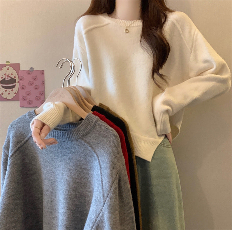 Pull en tricot décontracté pour femmes avec épaules tombantes et fine texture Chic und Stil