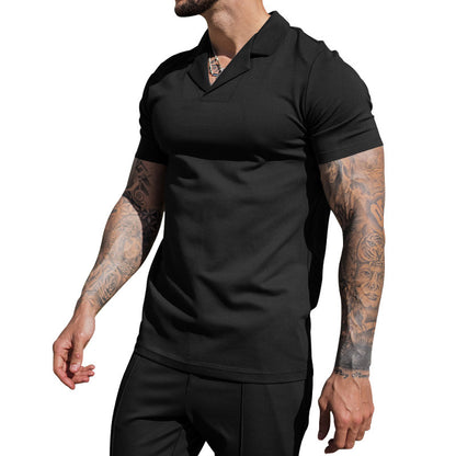 Chemise à manches courtes pour hommes avec col Henley classique et texture de surface structurée Chic und Stil