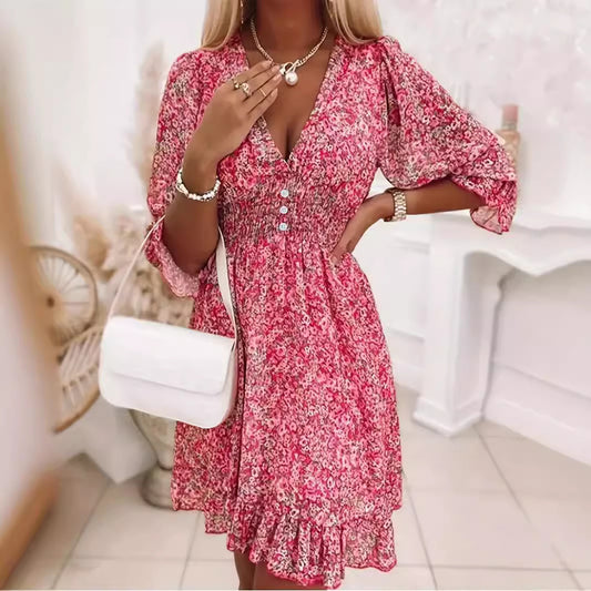 Dames Robe mini espiègle et élégante avec décolleté en V profond et détails en volants Chic und Stil