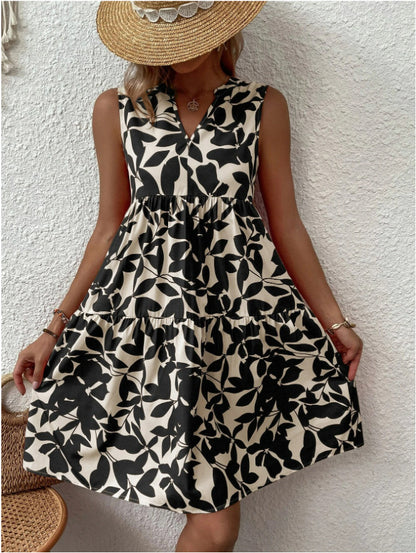 Robe midi à fleurs à décolleté en V pour dames Chic und Stil
