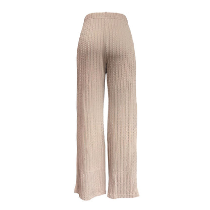 Wide knit pants for women with a refined structured pattern Chic and Style