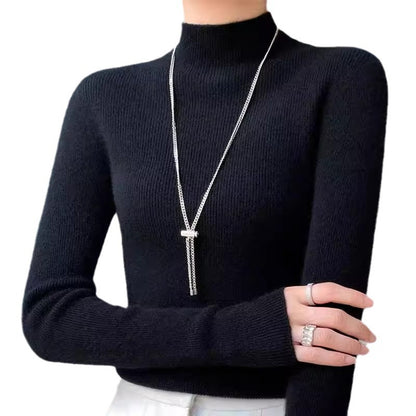 Pull en col roulé élégant pour femmes en laine fine Chic und Stil