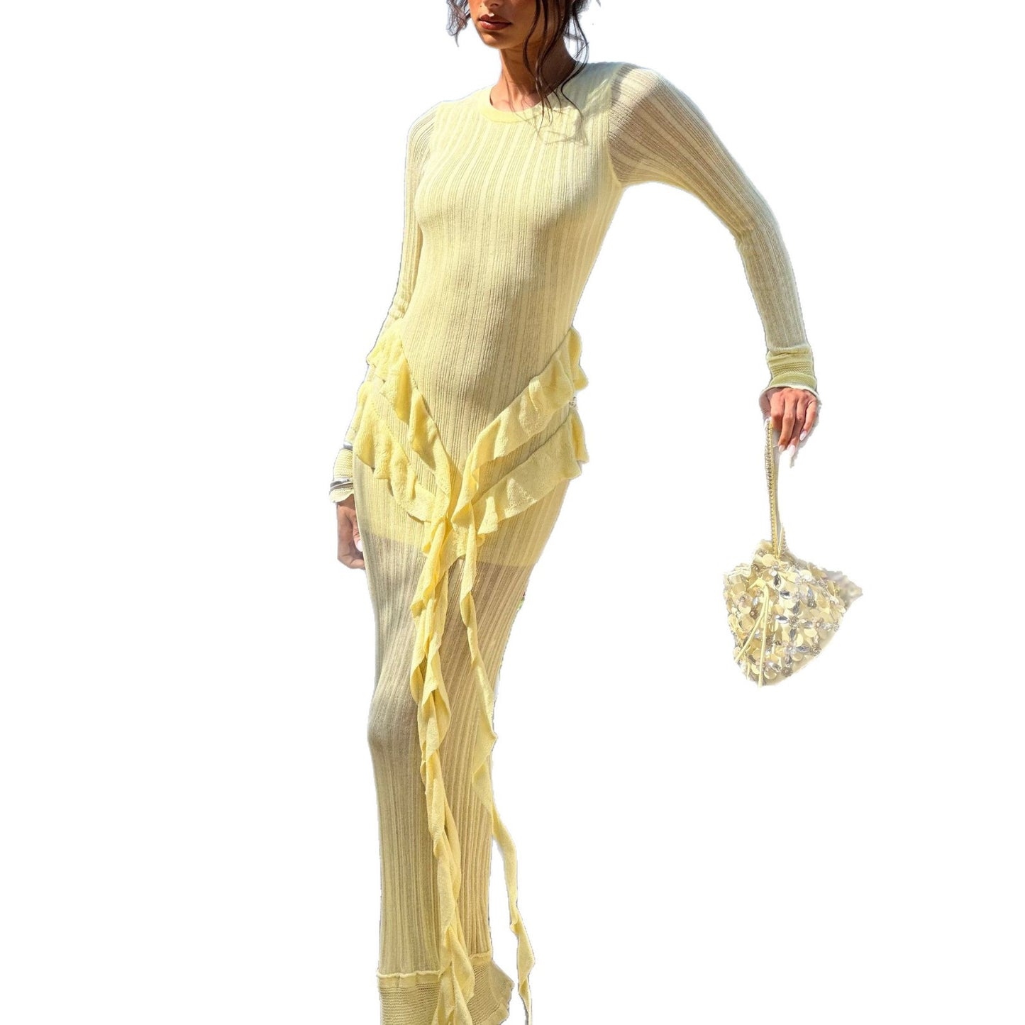 Robe maxi femme avec des détails de volants raffinés et une coupe élégante Chic und Stil