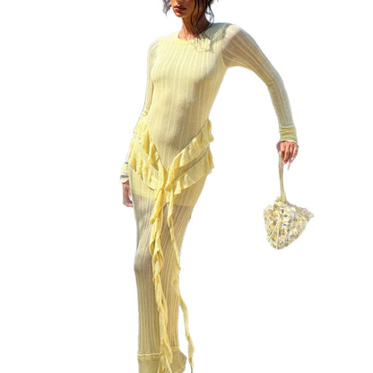 Robe maxi femme avec des détails de volants raffinés et une coupe élégante Chic und Stil