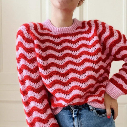 Pull en tricot pour femmes avec motif ondulé et coupe généreuse Chic und Stil
