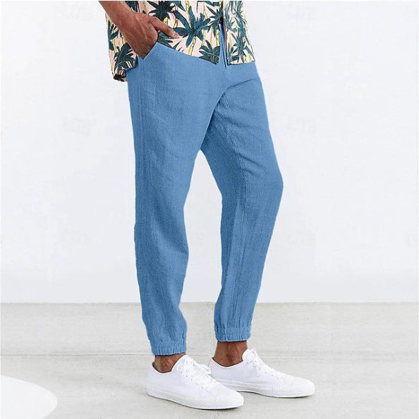 Casual linen pants for men with elastic waist and side pockets Chic and Style