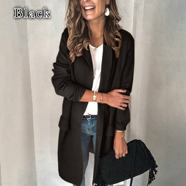 Dames élégante long manteau avec poches Chic und Stil