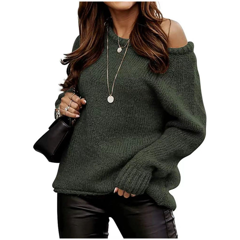 Pull décontracté pour femmes avec un design d'épaule ouverte et un tricot doux Chic und Stil