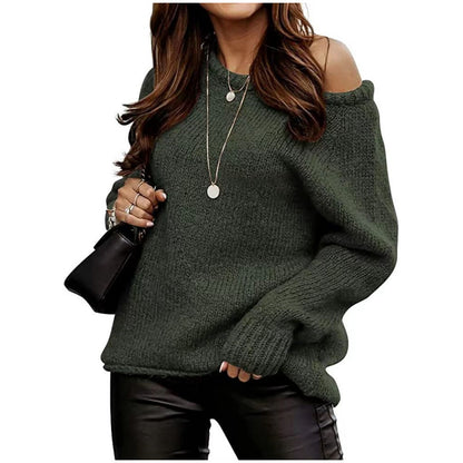 Pull décontracté pour femmes avec un design d'épaule ouverte et un tricot doux Chic und Stil