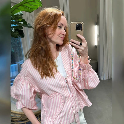 Light palazzo pants for women with fine stripes Chic und Stil