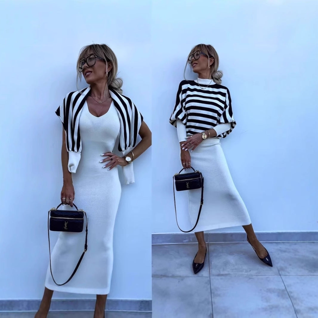Dames Robe rayée élégante avec coupe ample et veste décontractée Chic und Stil