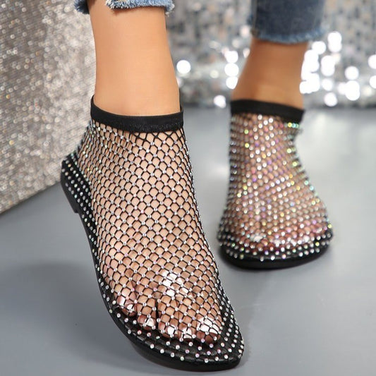 Sandales en mesh pour dames avec des pierres scintillantes Chic und Stil