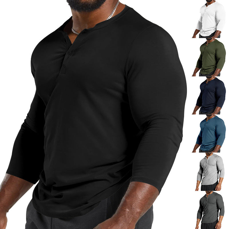 Chemise Henley à manches longues pour hommes en mélange de coton respirant avec détails en boutons Chic und Stil