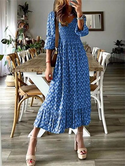 Robe maxi pour femmes avec des manches volumineuses et un cordon élastique à la taille Chic und Stil