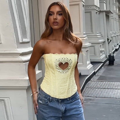 Dames décolleté en cœur corset top Chic und Stil