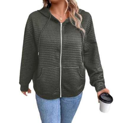 Veste à capuche pour femmes avec motif gaufré texturé et fermeture éclair pratique Chic und Stil