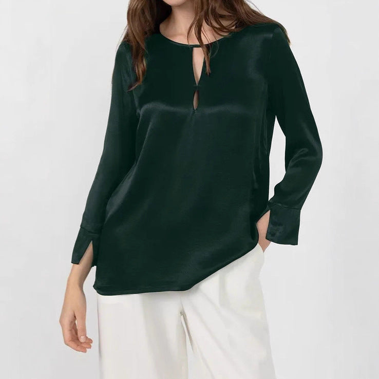 Dames Élégante blouse avec un design d’ouverture innovant et un matériau douillet Chic und Stil