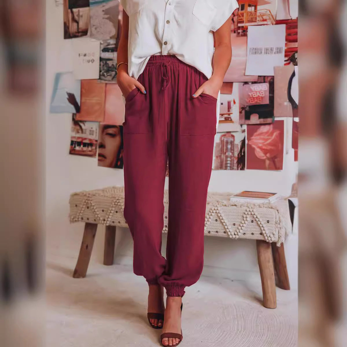 Comfortable harem pants for women with elastic waist and practical pockets Chic and Style